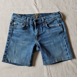 7 For All mankind Denim Blue Women's Jean Shorts Low Rise Size 27